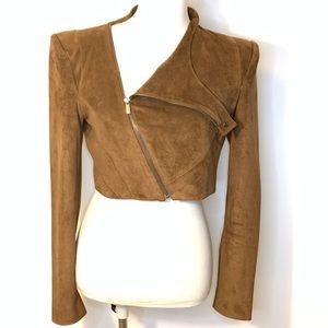 BCBG MaxAzria cropped faux suede jacket size S